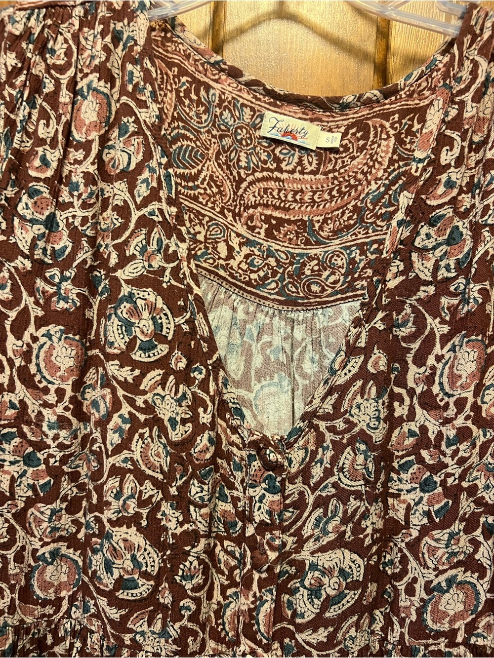 Faherty Rust Brown Floral Maxi Dress, in EUC - Picture 2 of 4
